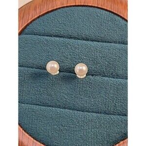 Sterling Silver Pearl Stud Earrings 925 White Round Classic Minimalist Her Gift